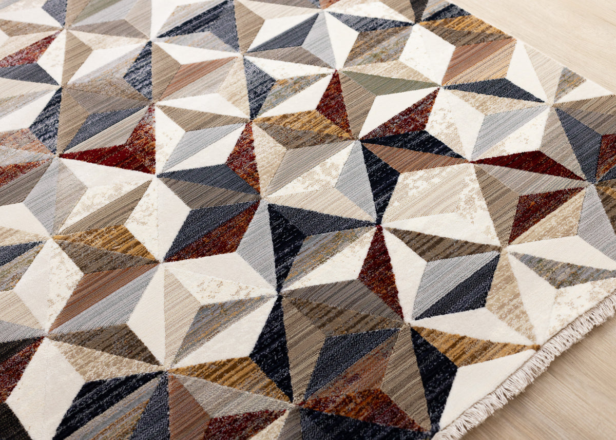 Mid-Century Geometric Cream Area Rug