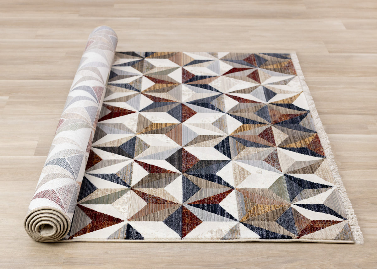 Mid-Century Geometric Cream Area Rug