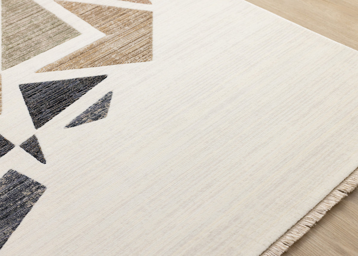 Art Distressed Geometric Cream Area Rug