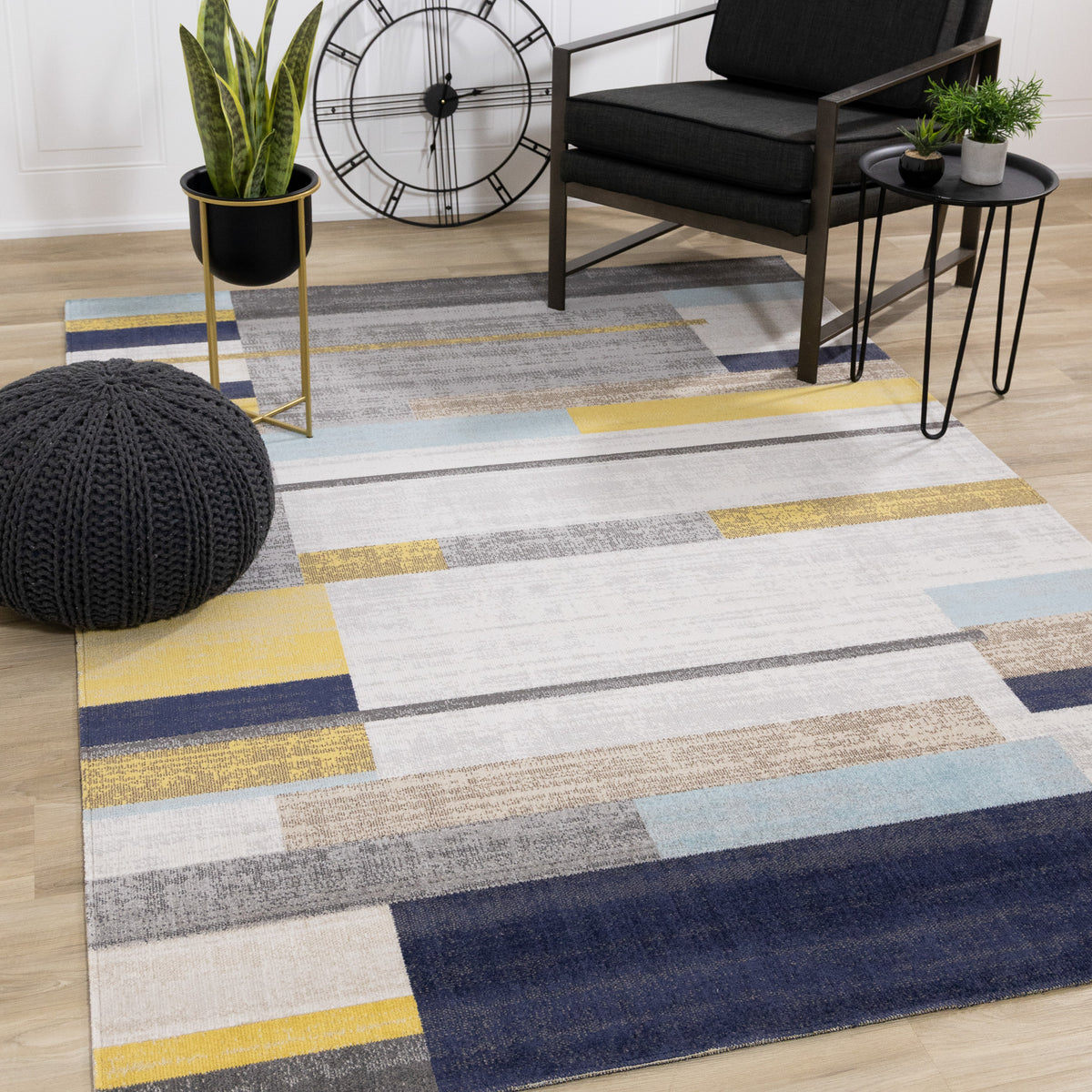 Tapis géométrique gris contemporain