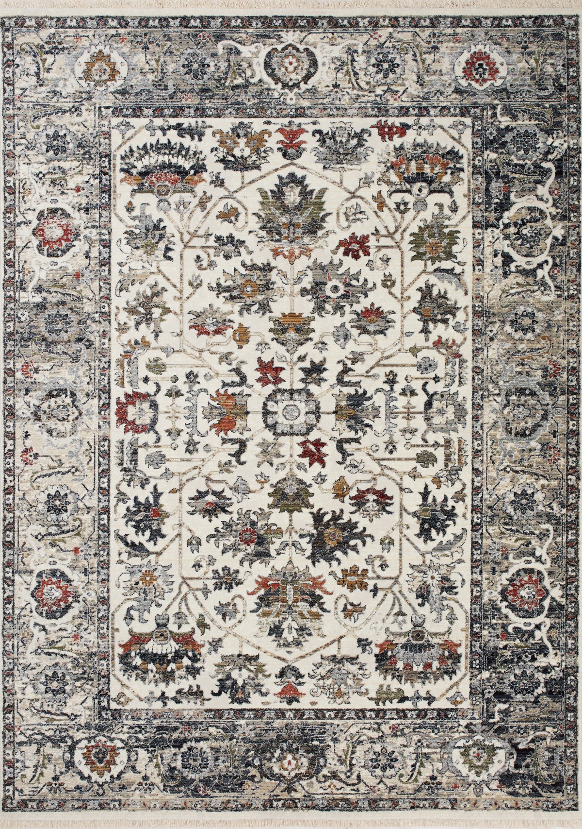 Tapis classique traditionnel élégant crème