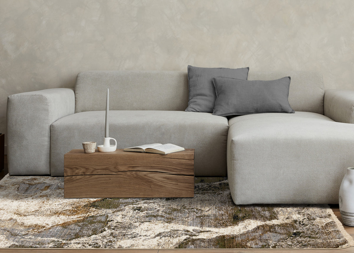 Tapis contemporain crème bio vieilli