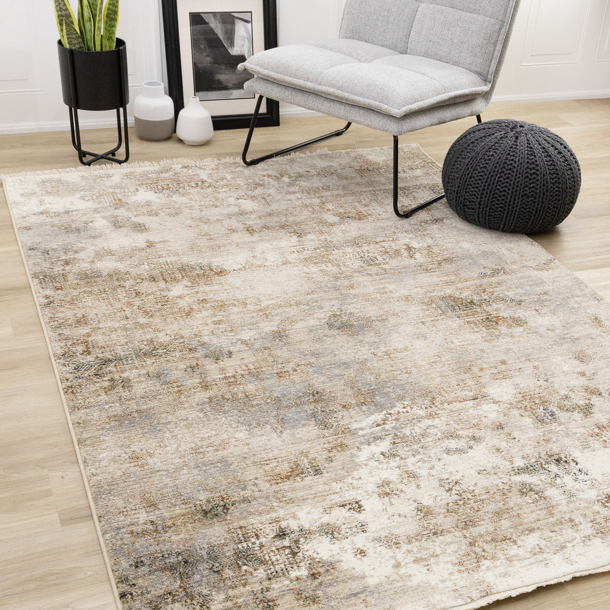 Contemporary Tribal Southwestern Cream Area Rug