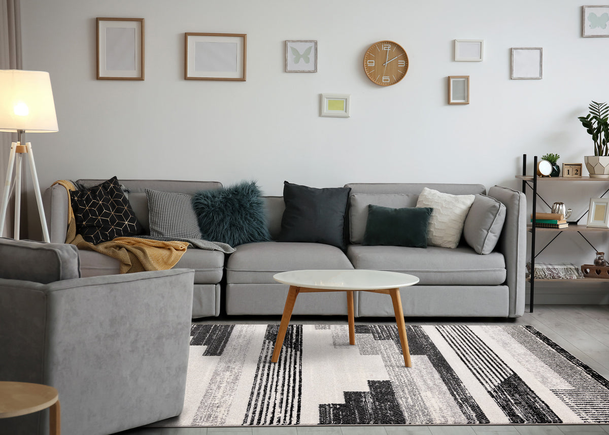Contemporary Tribal Southwestern White Area Rug