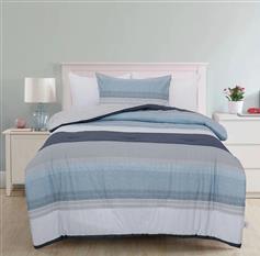 100% Cotton Grey/Blue Comforter Set