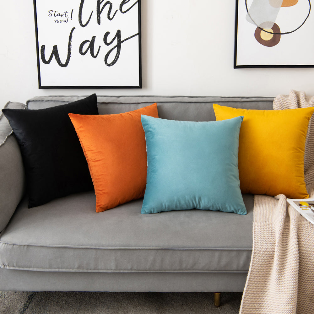 Soft Velvet Aqua Pillow with Insert & Cover