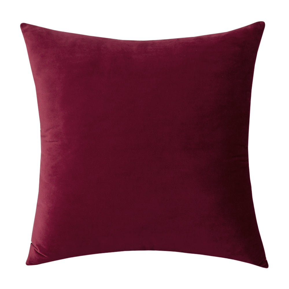 Soft Velvet Winered Pillow with Insert & Cover