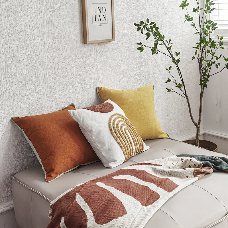Tufted Rainbow White Pillow with Insert & Cover