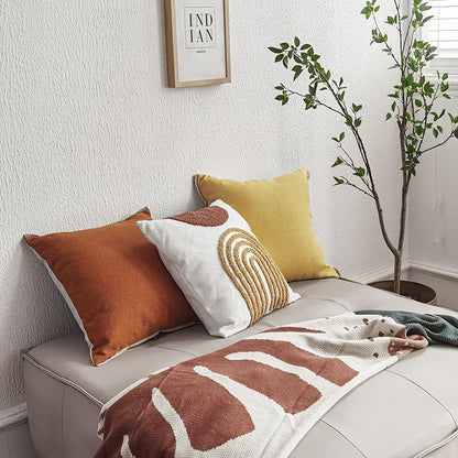 Tufted Rainbow White Pillow with Insert & Cover