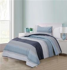 100% Cotton Grey/Blue Comforter Set
