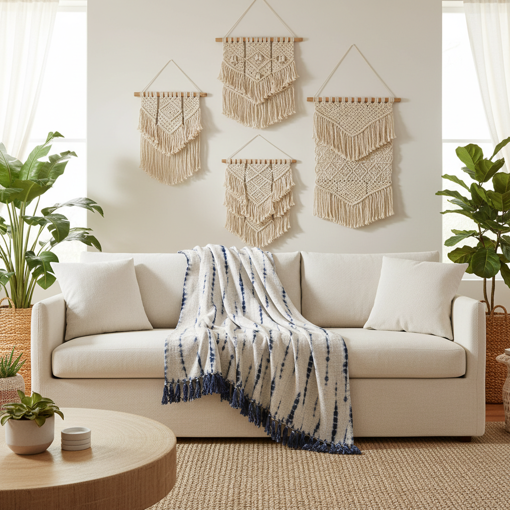 Decorative Throw Blue and white