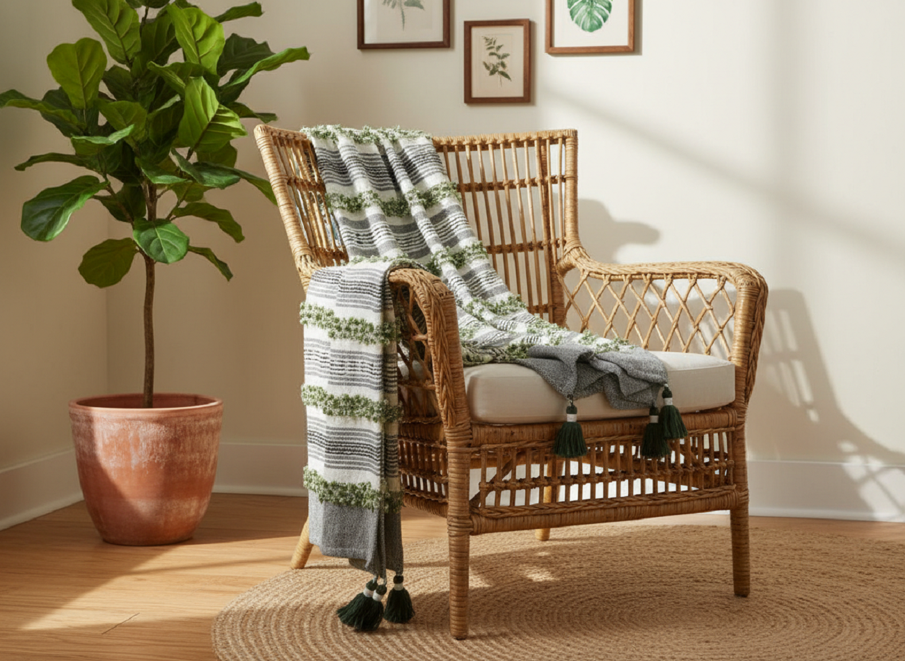Decorative Throw Grey and green