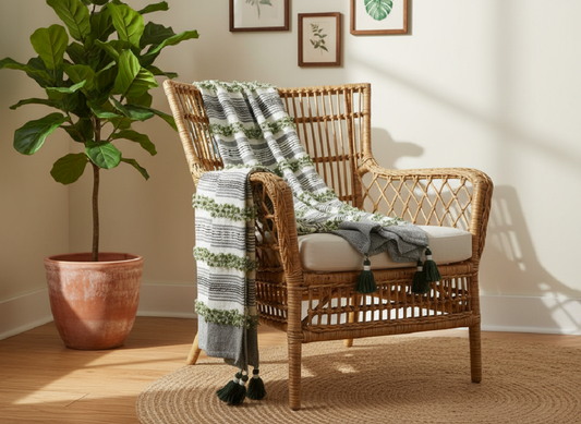 Decorative Throw Grey and green
