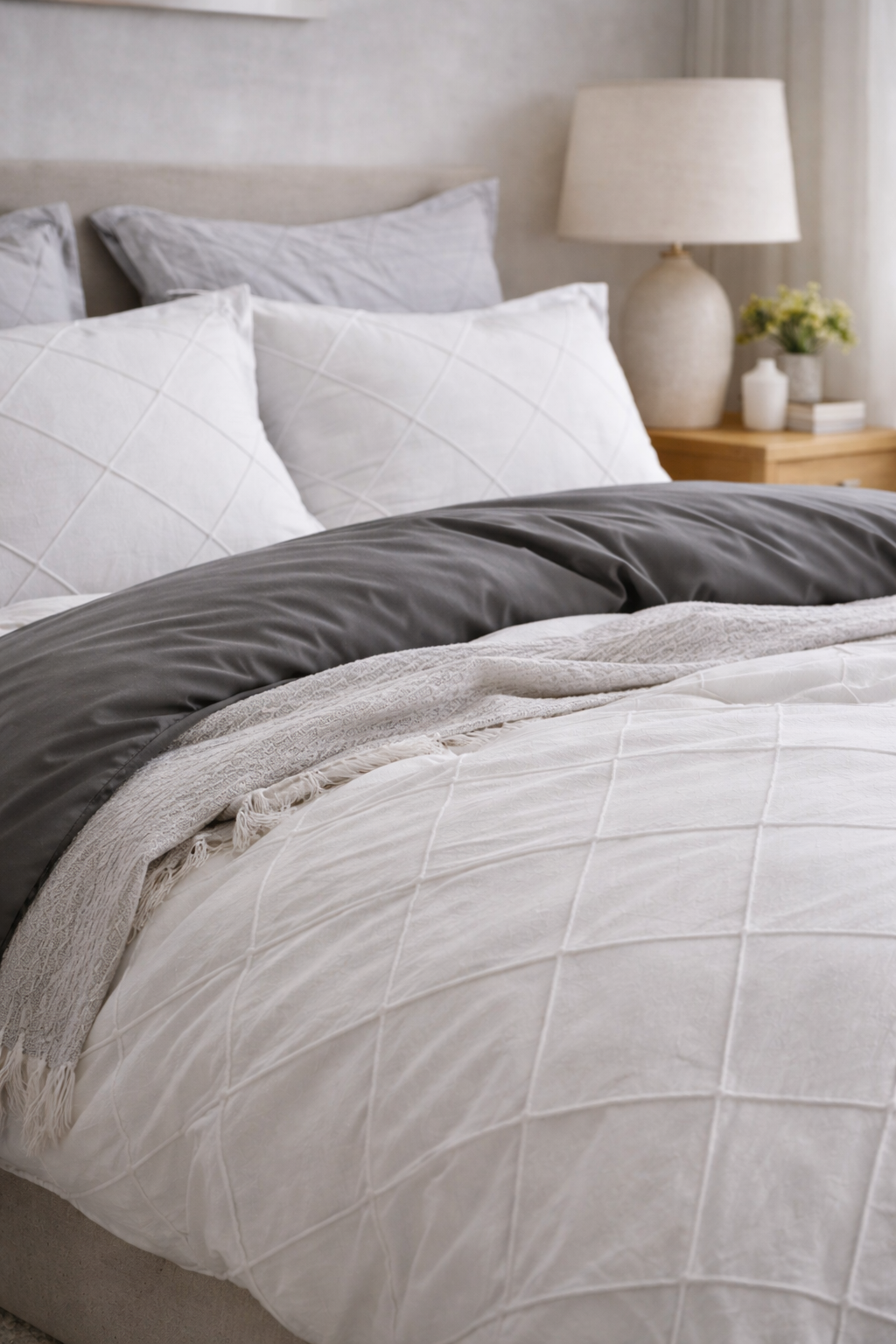 Ensemble housse de couette Brae en coton texturé blanc