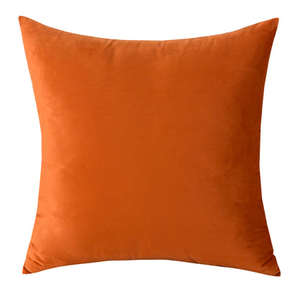 Soft Velvet Orange Pillow with Insert & Cover
