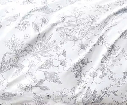 100% Cotton White and Grey Duvet Cover Set