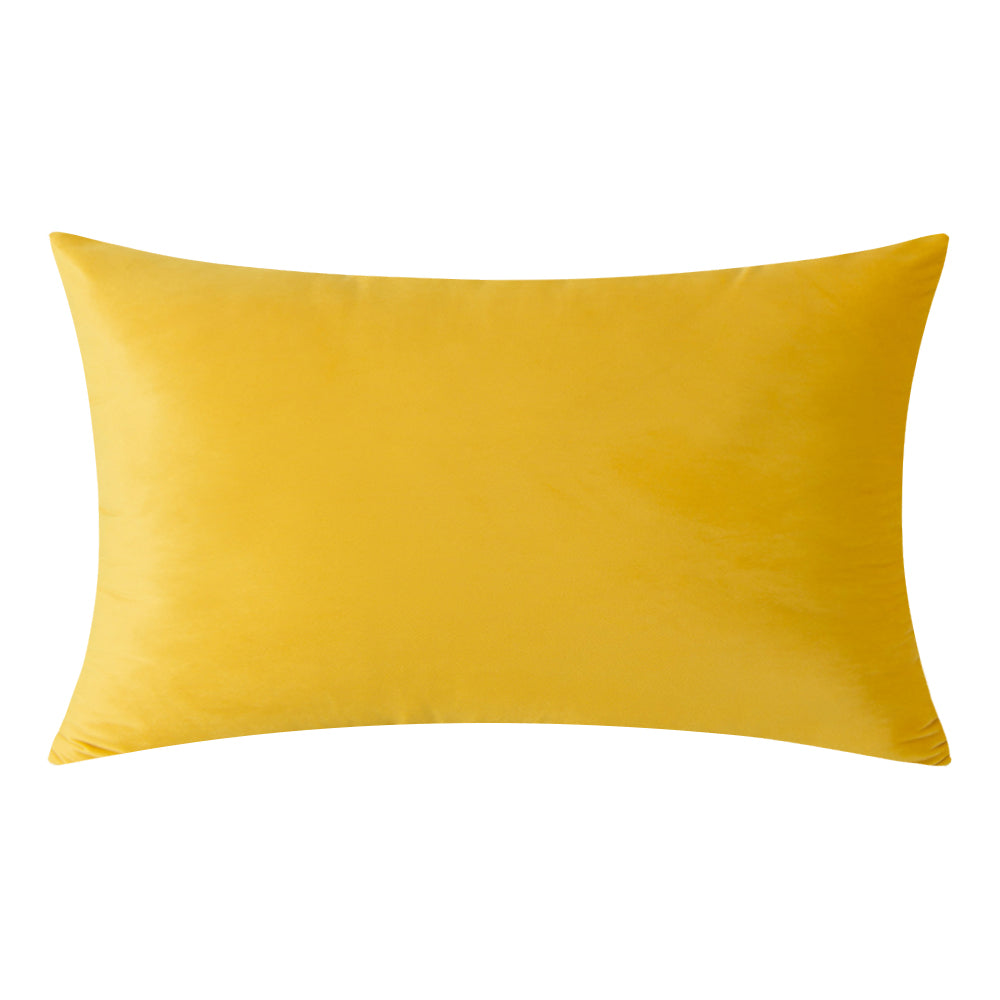 Soft Velvet Yellow Pillow with Insert & Cover