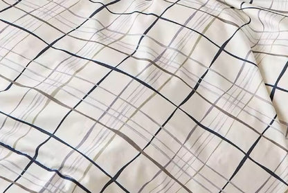 100% Cotton White Checkerd Duvet Cover Set