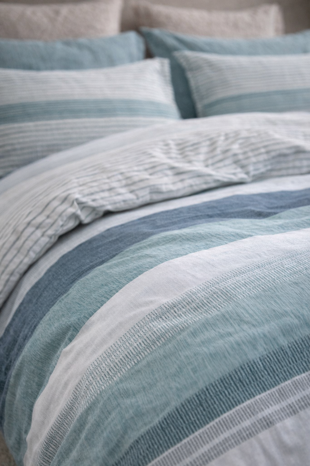 100% Cotton Grey, Blue and Charcoal Duvet Cover Set