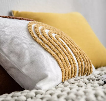 Tufted Rainbow White Pillow with Insert & Cover