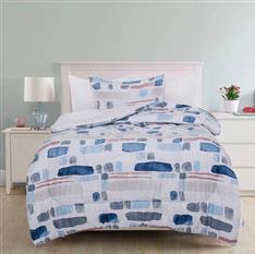 100% Jacquard Microfiber Grey and Blue Comforter Set