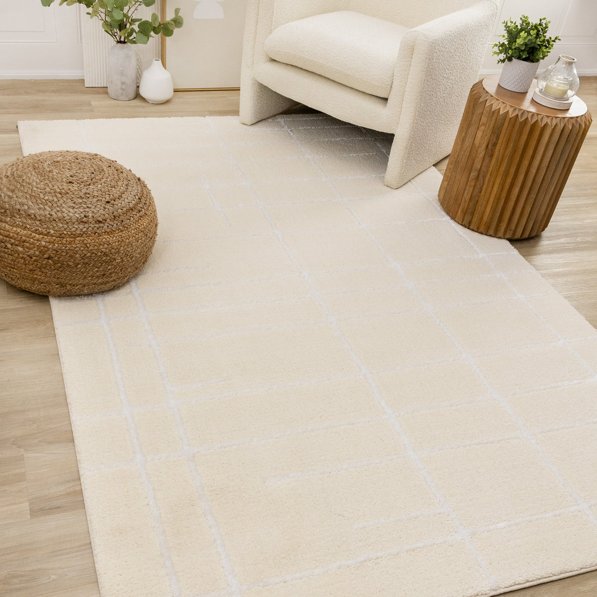 Contemporary Stripes Cream Area Rug