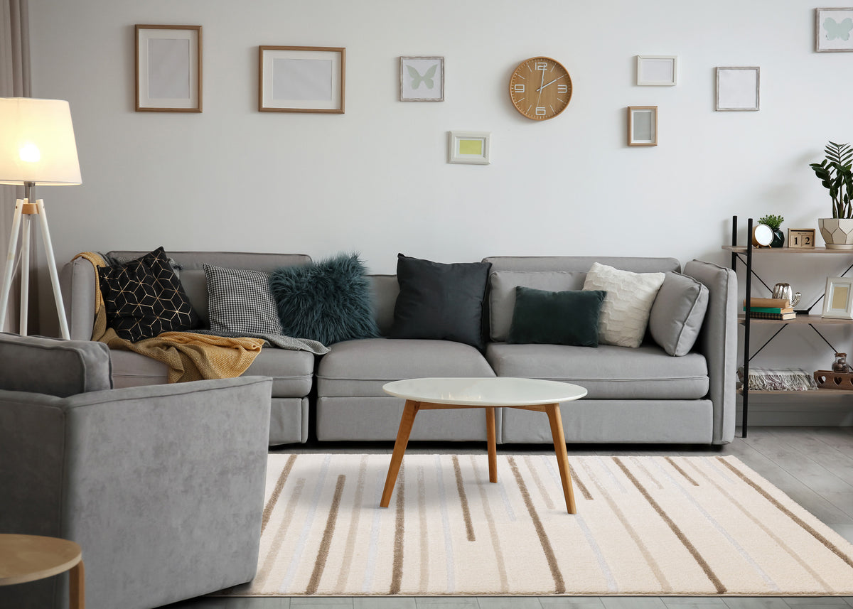 Contemporary Stripes Cream Area Rug