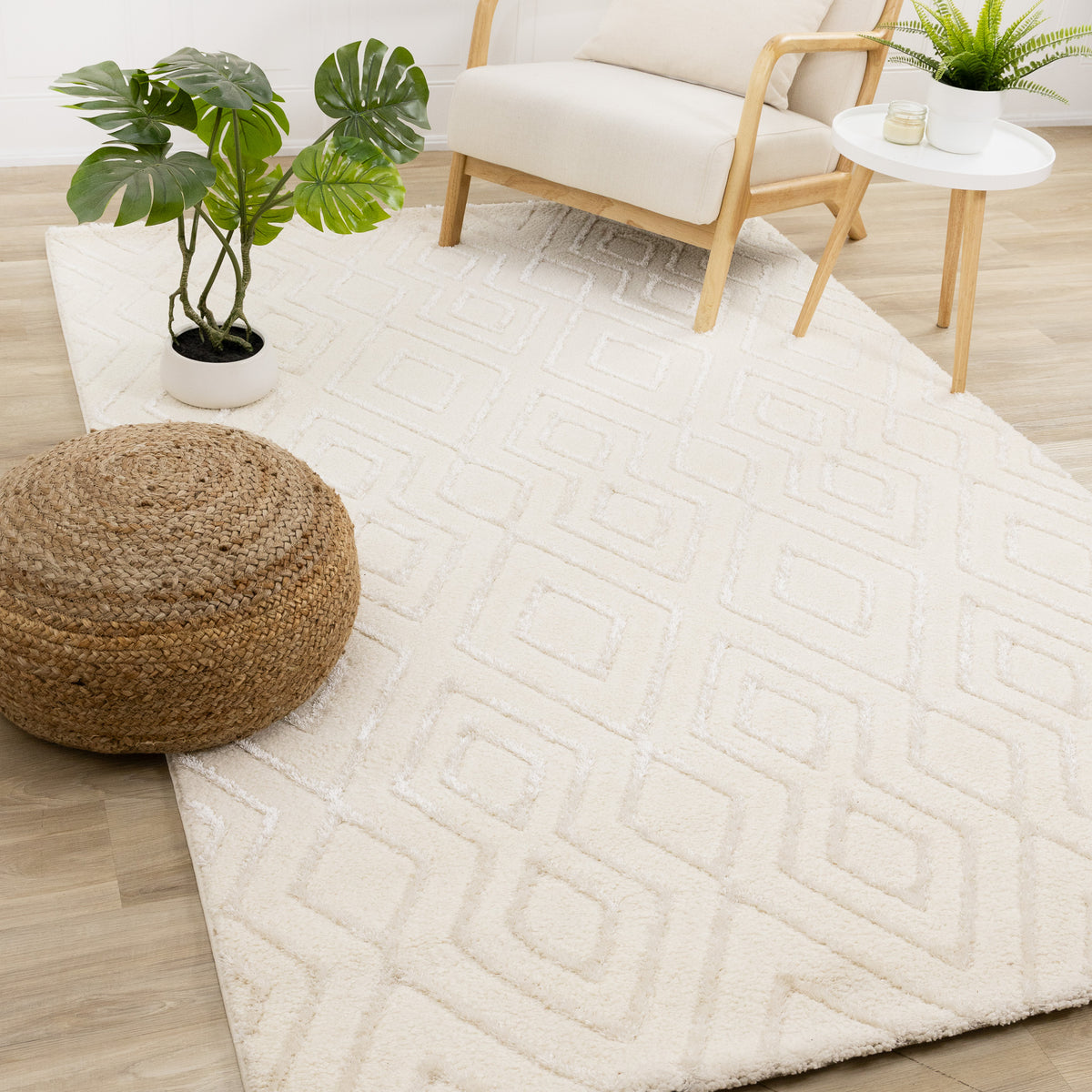 Contemporary Patchwork Cream Area Rug