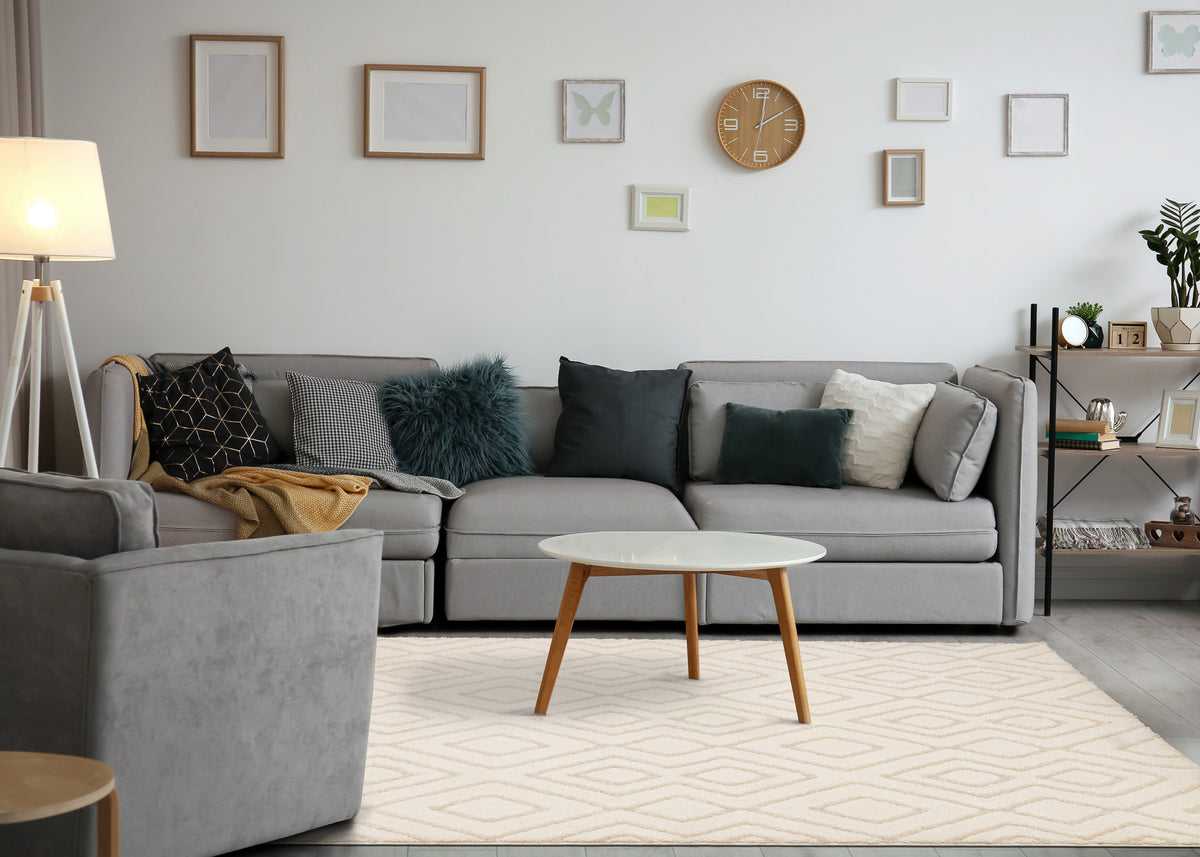 Contemporary Patchwork Cream Area Rug