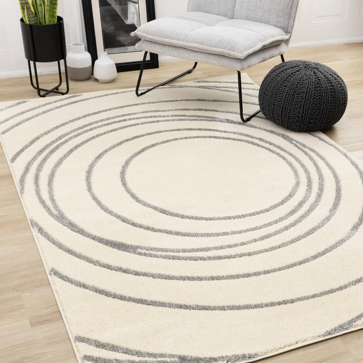 Contemporary Geometric Cream Area Rug