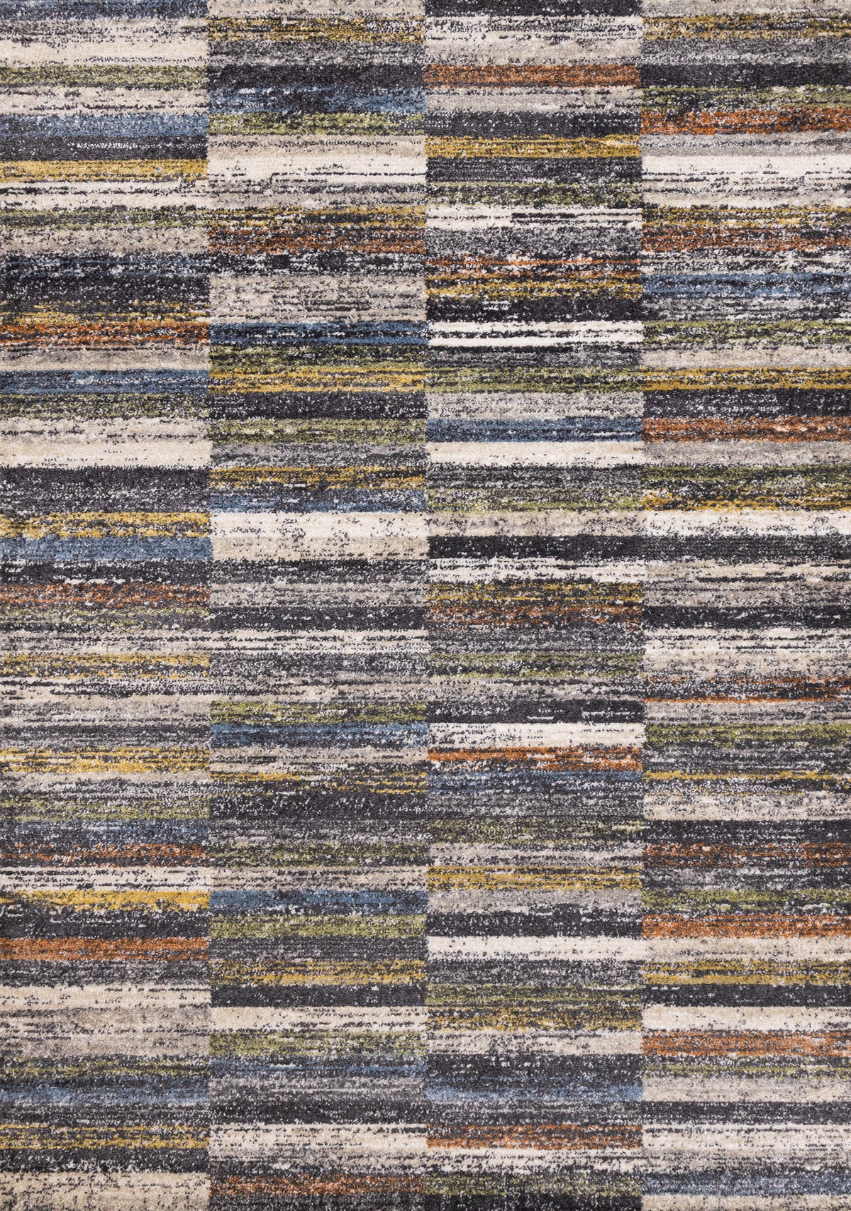 Alfombra contemporánea de rayas desgastadas en gris