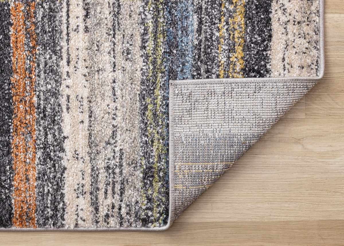 Contemporary Distressed Stripes Grey Area Rug