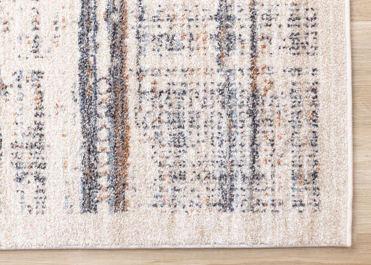 Contemporary Border Distressed Beige Area Rug