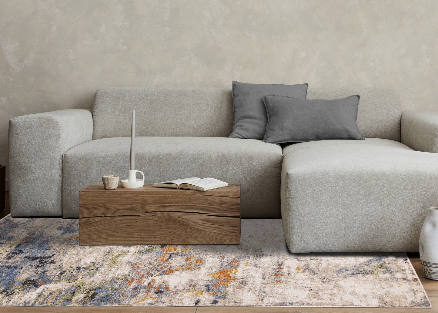 Contemporary Distressed Organic Taupe Area Rug
