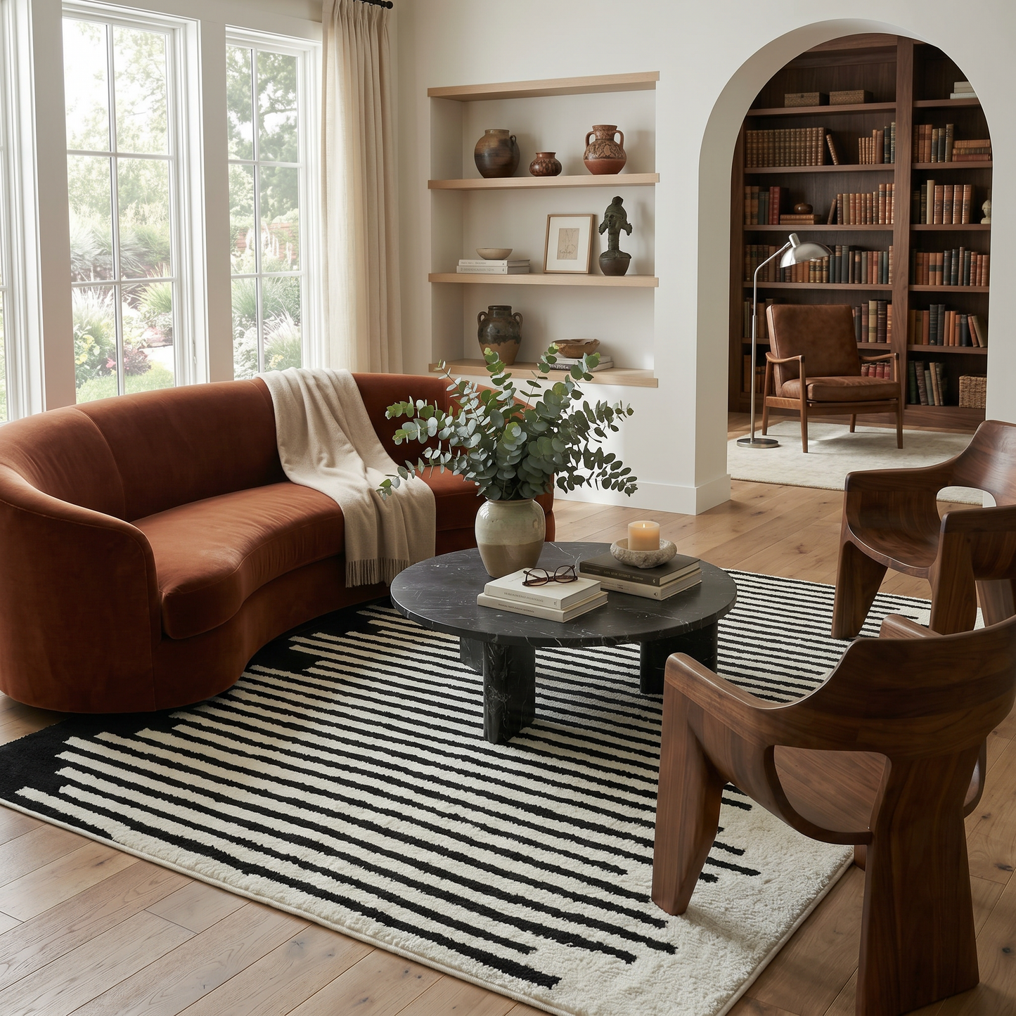 Alfombra Domus Abstract Modern Cream Black