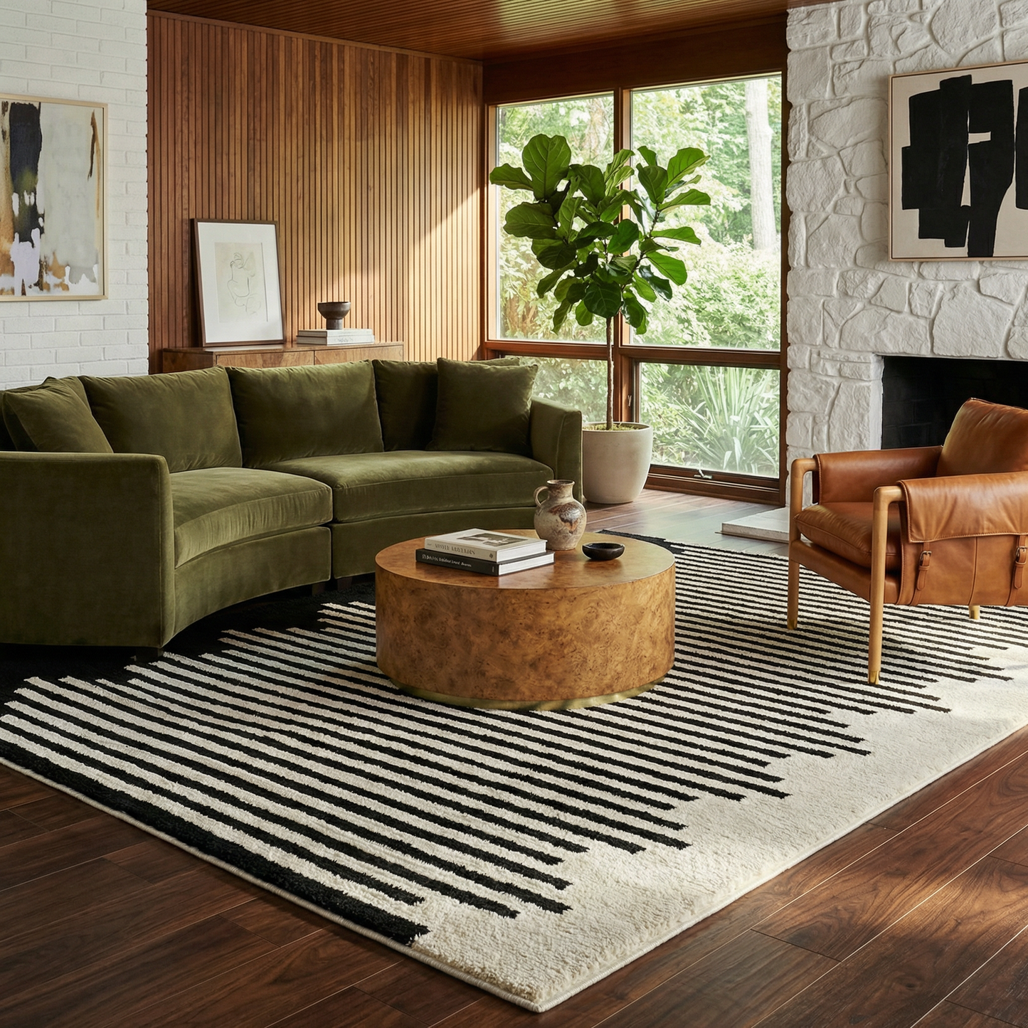 Alfombra Domus Abstract Modern Cream Black