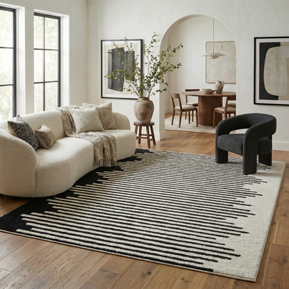 Alfombra Domus Abstract Modern Cream Black