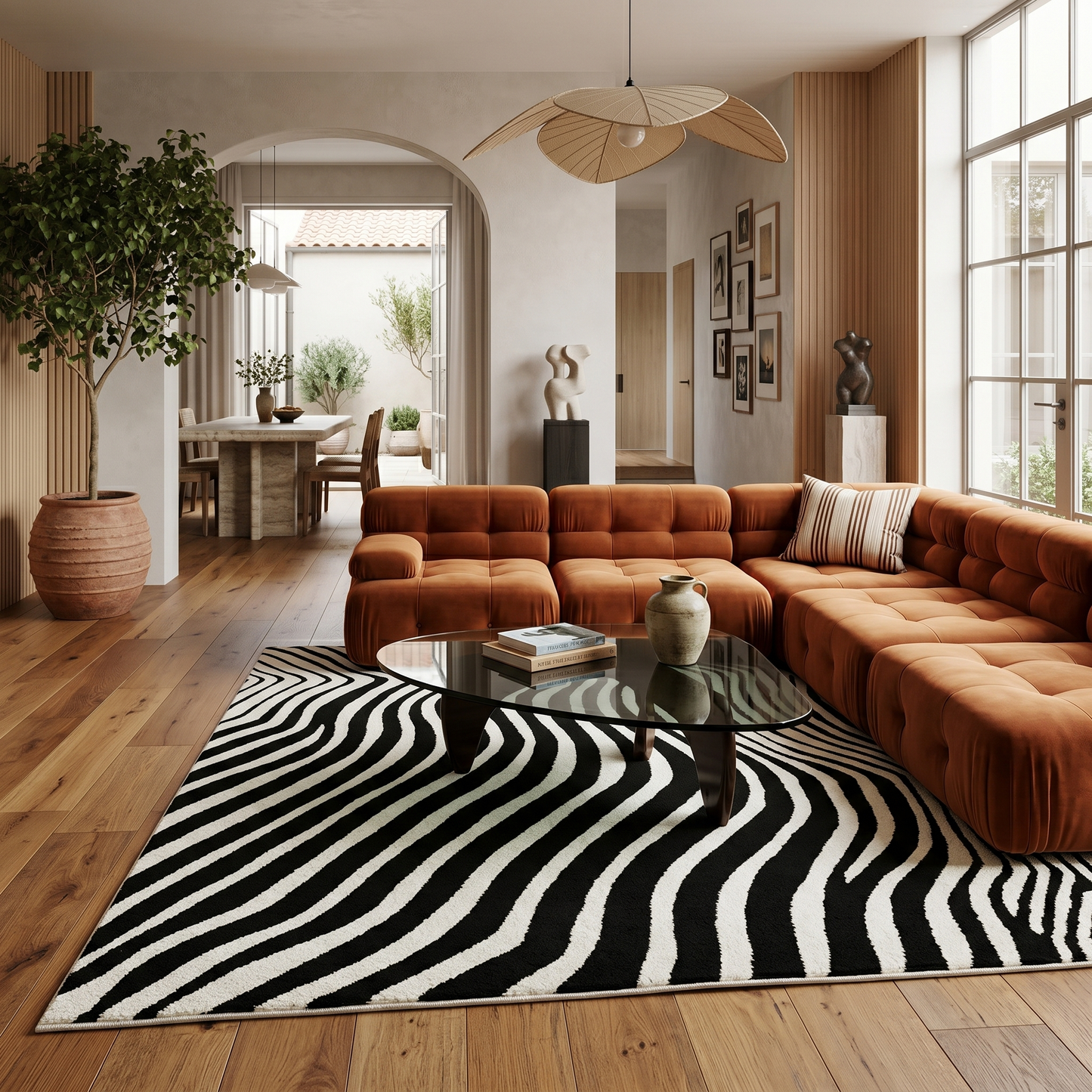 Tapis moderne Domus Zebra Print noir et blanc