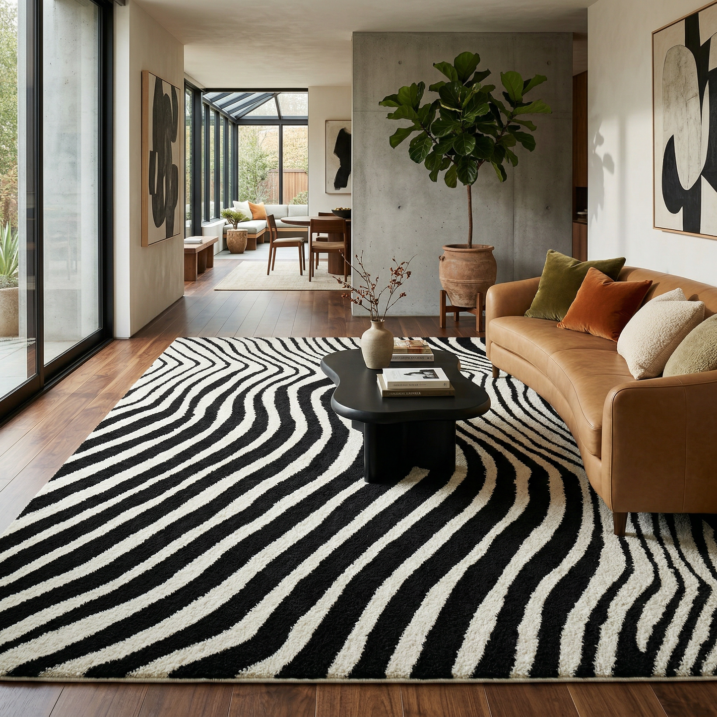 Tapis moderne Domus Zebra Print noir et blanc