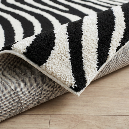 Tapis moderne Domus Zebra Print noir et blanc