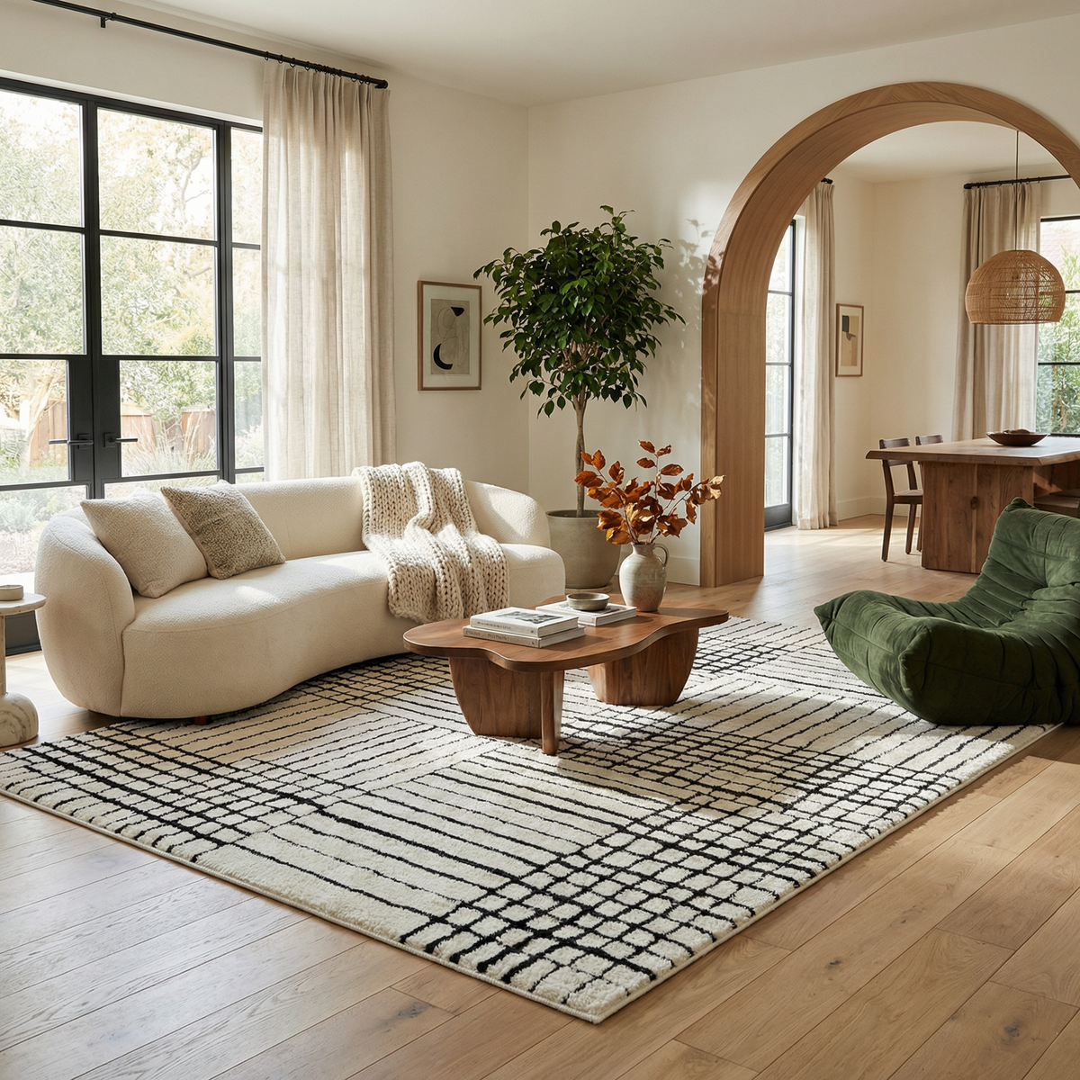 Edda Abstract Modern Cream and Black Indoor Rug