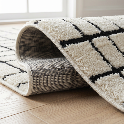 Edda Abstract Modern Cream and Black Indoor Rug