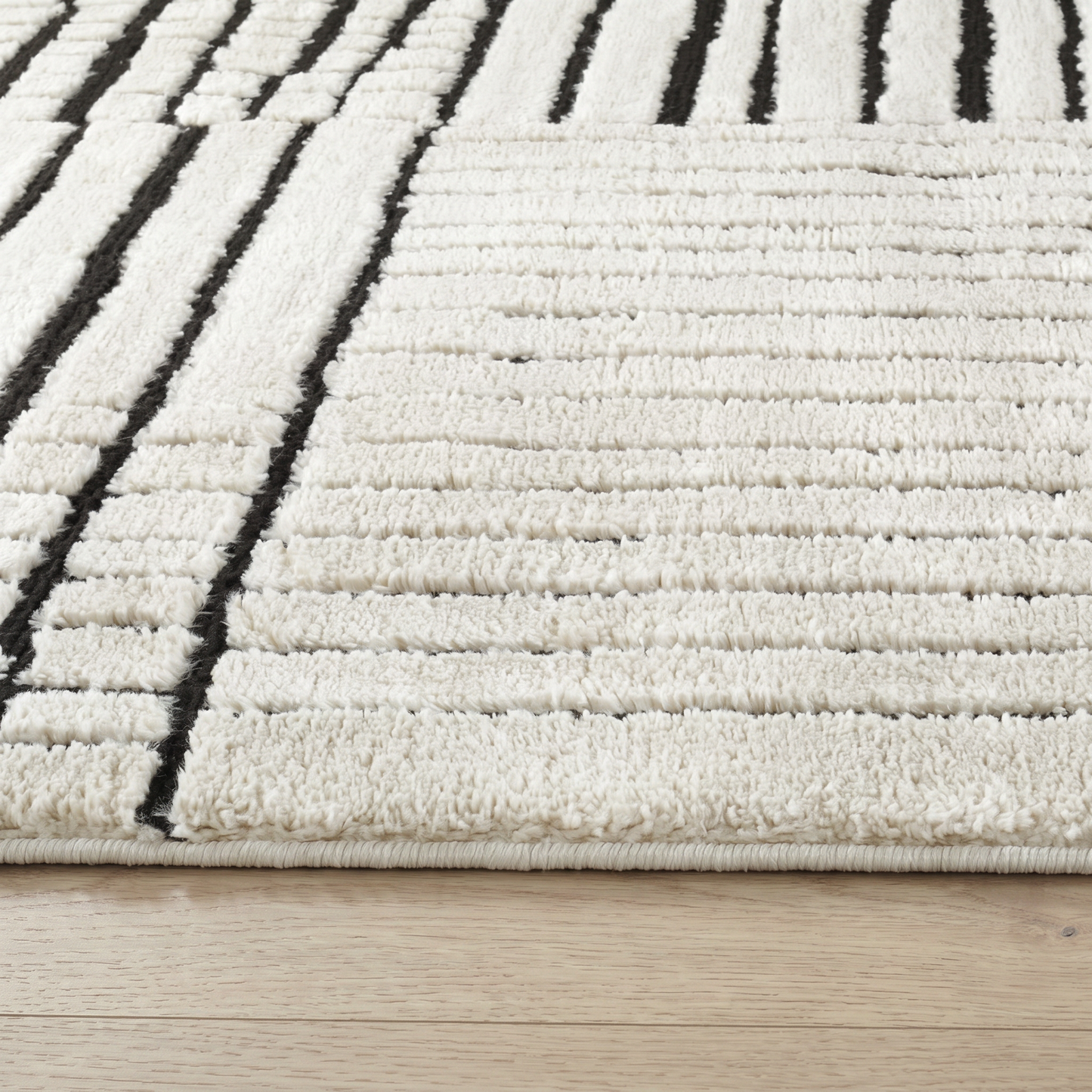 Edda Abstract Modern Cream and Black Indoor Rug