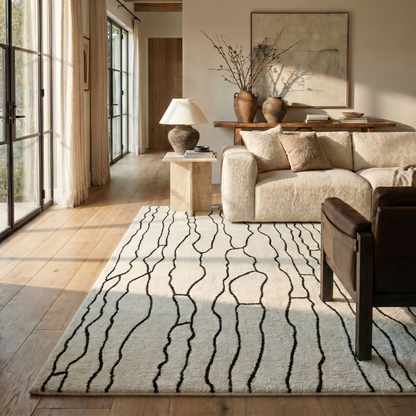 Alfombra Domus Abstract Modern Cream Black