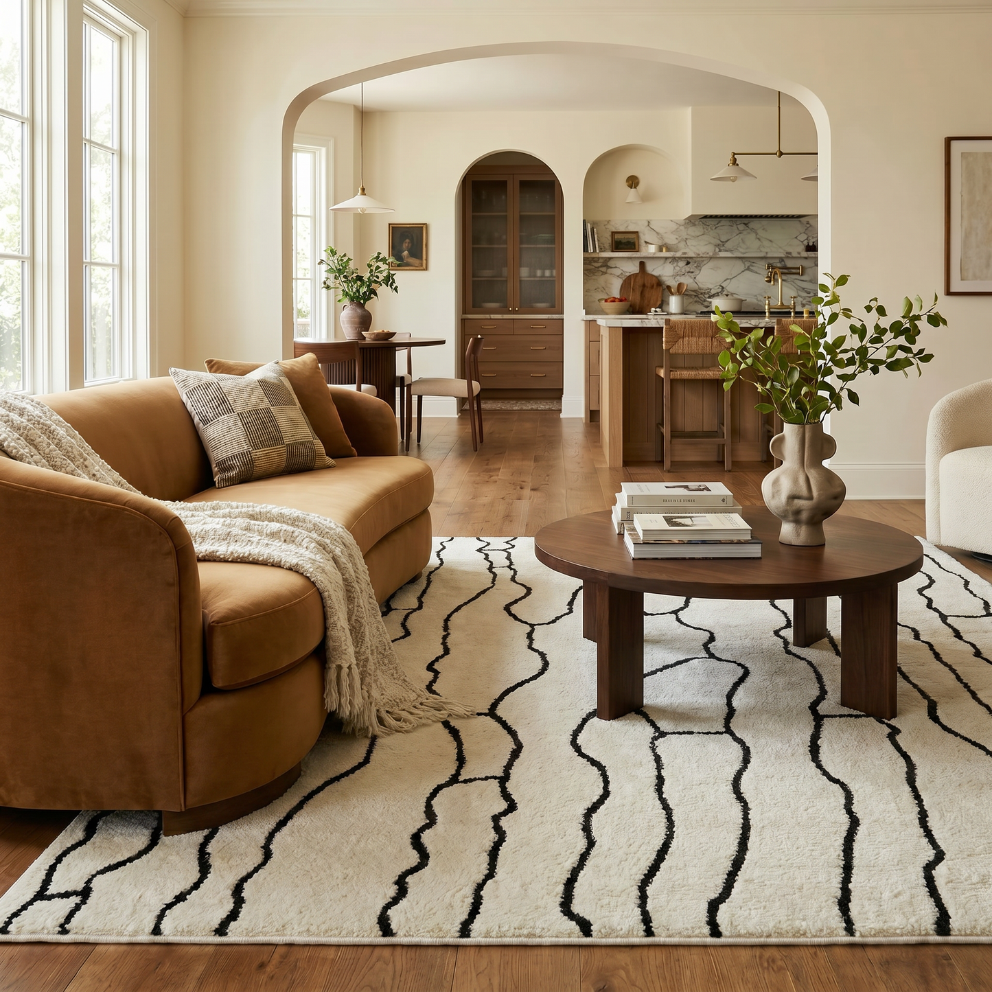 Alfombra Domus Abstract Modern Cream Black