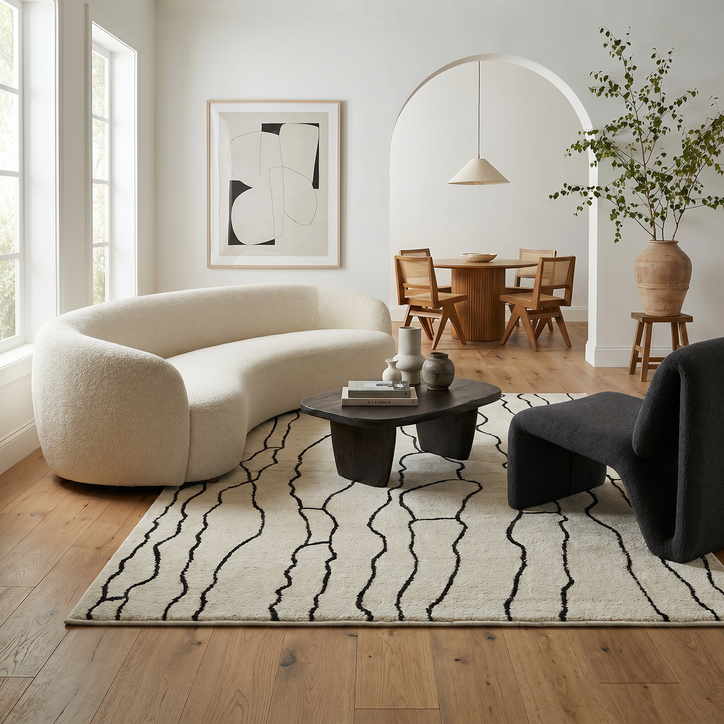 Alfombra Domus Abstract Modern Cream Black