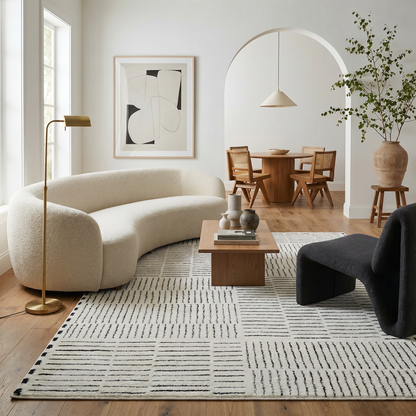 Tapis Domus Abstract Modern Crème Noir