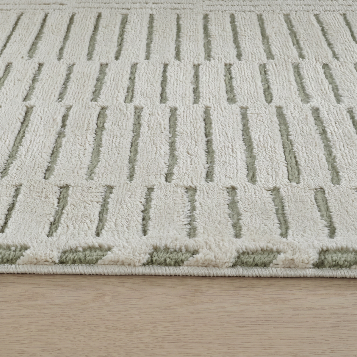 Kawa Abstract Modern Cream and Green Indoor Rug