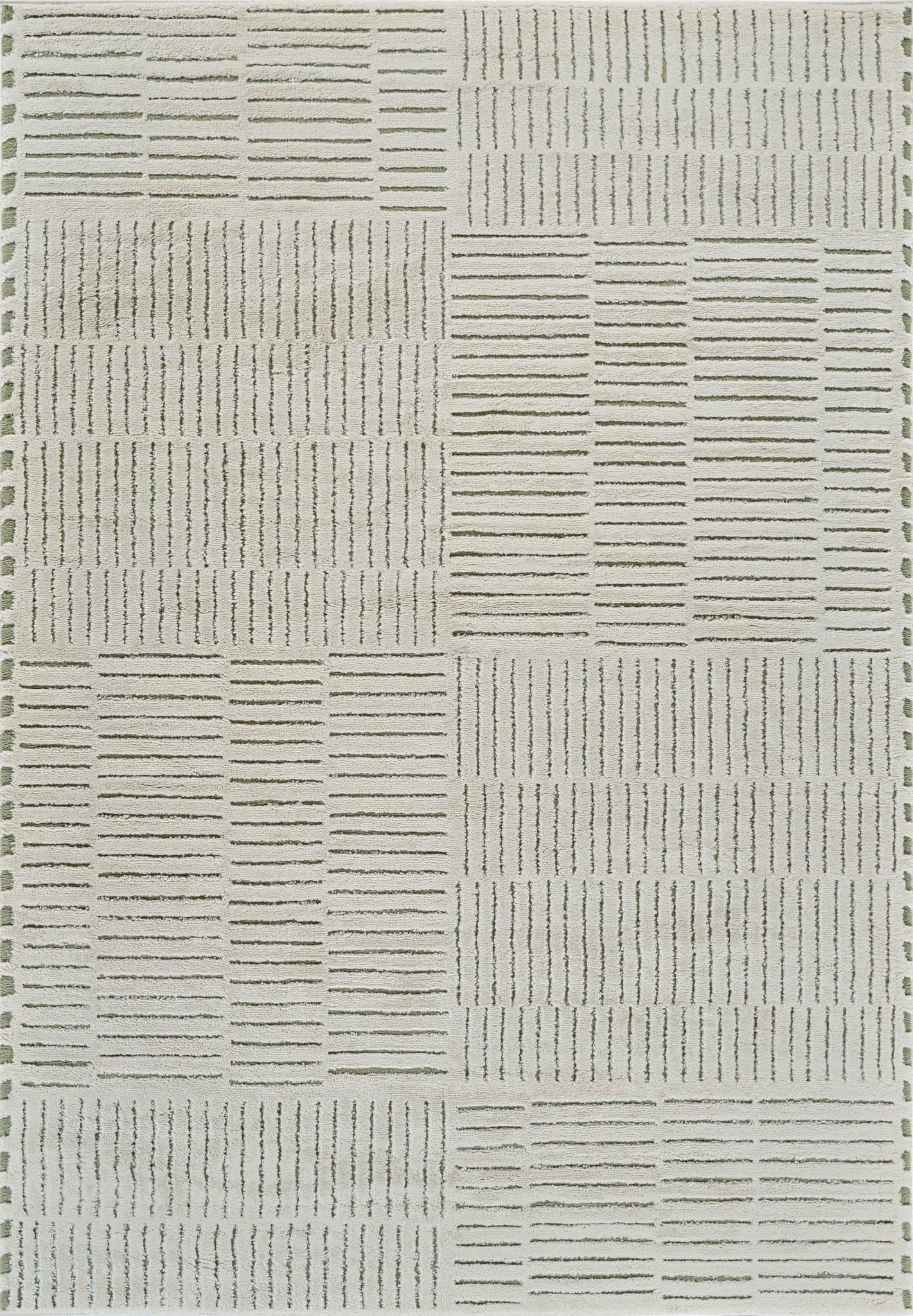 Kawa Abstract Modern Cream and Green Indoor Rug