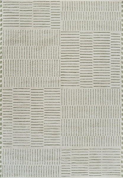 Kawa Abstract Modern Cream and Green Indoor Rug
